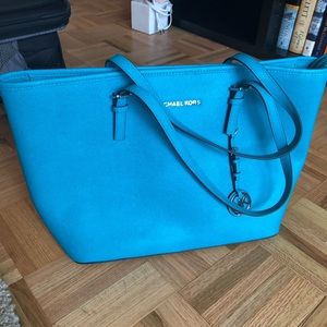 NWT Turquoise Michael Kors Leather Tote